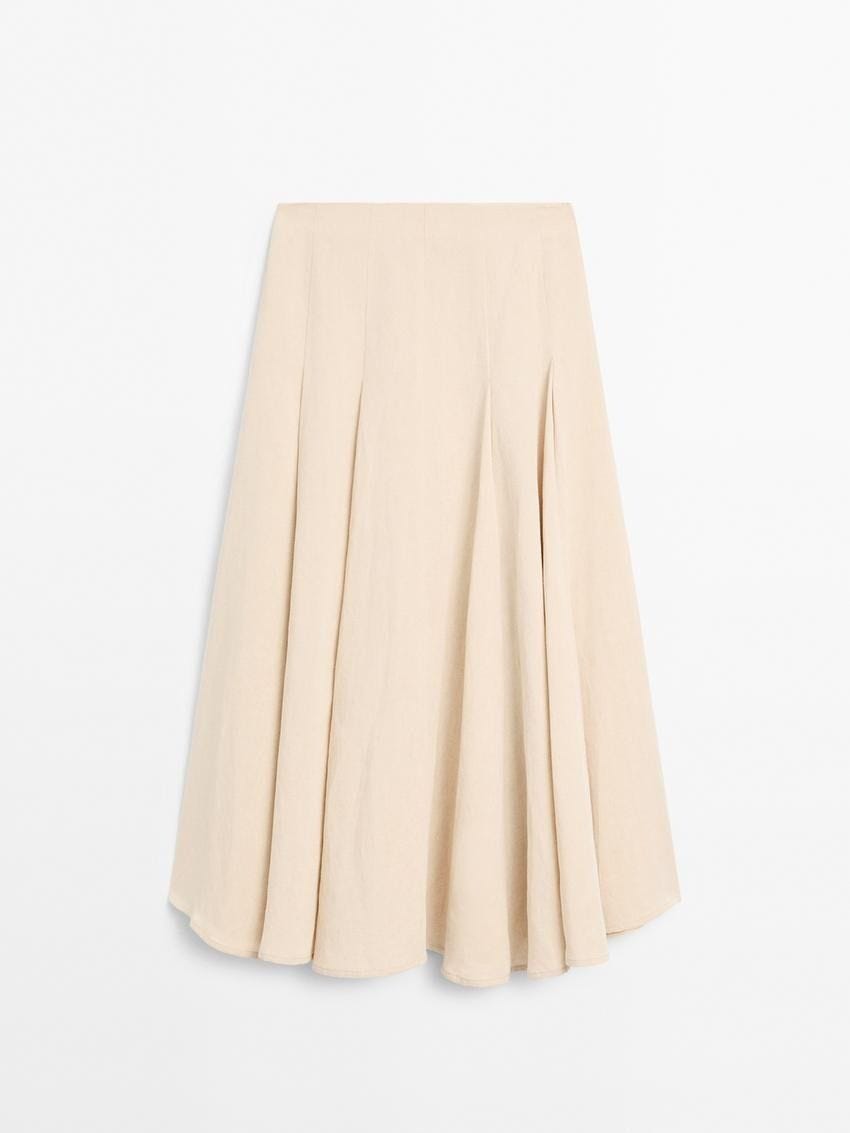 : Falda midi vuelo con lino