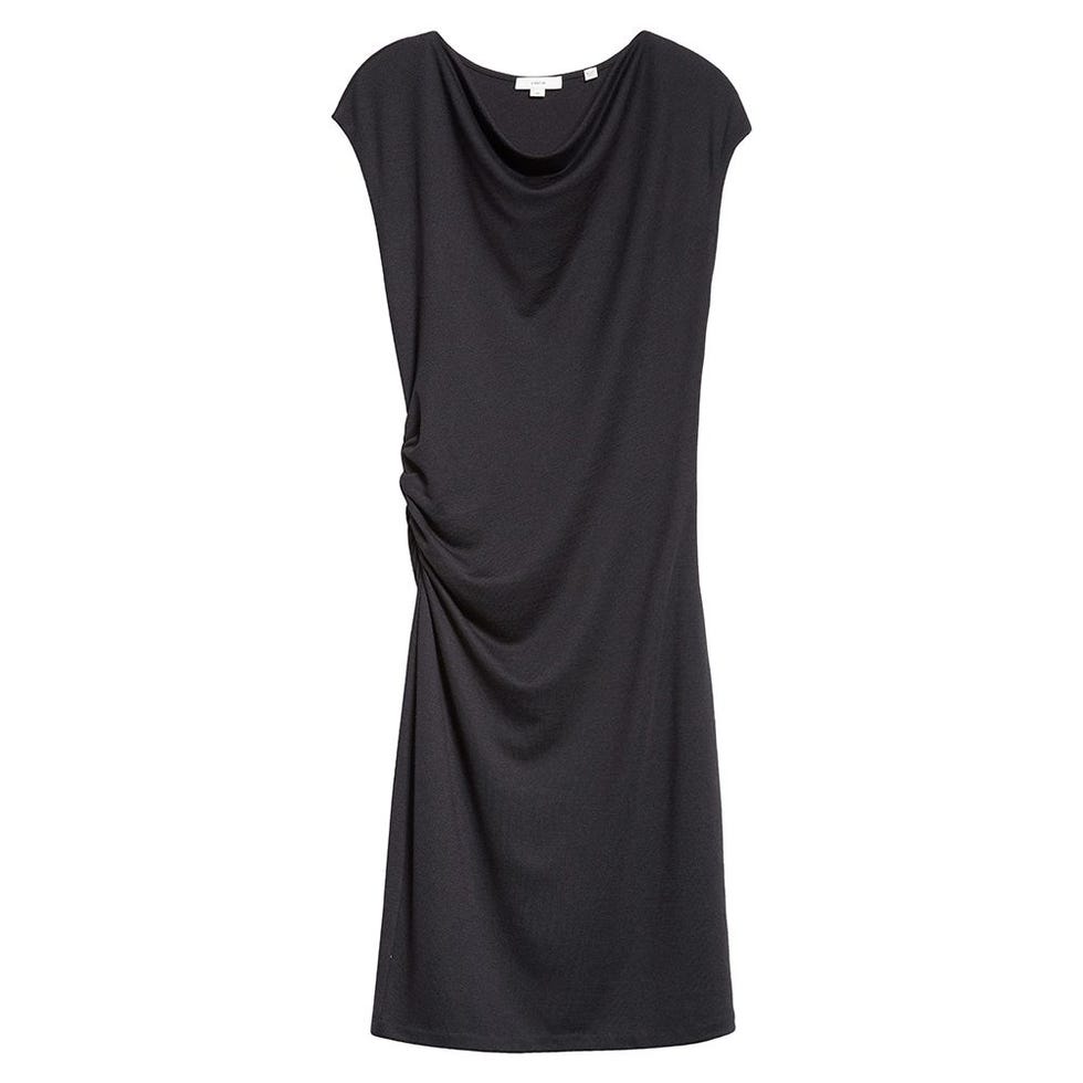 Cowl Neck Side Ruched Knit Dress