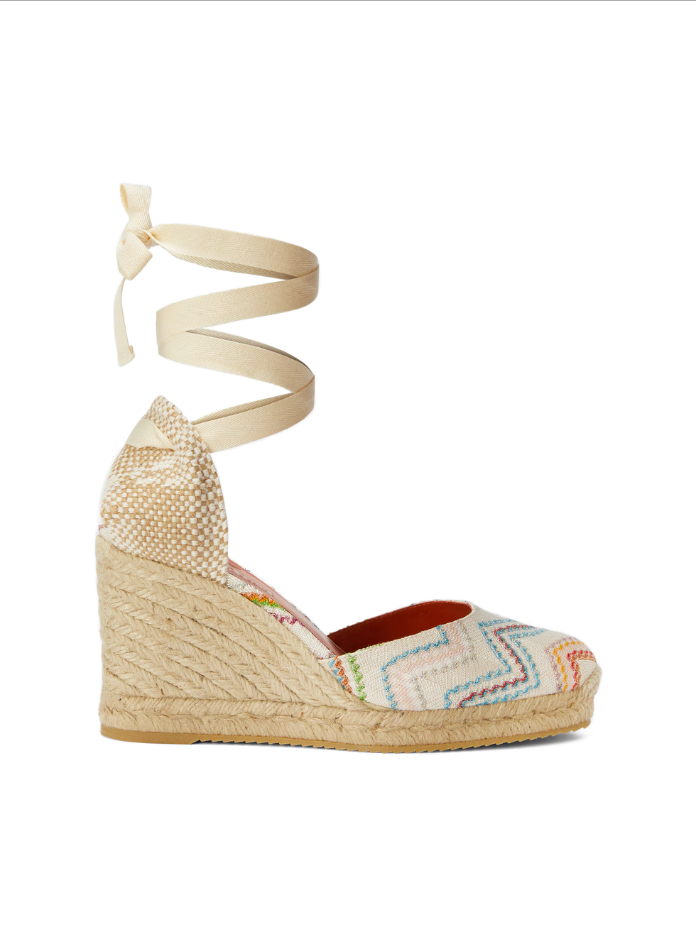 Espadrille With Zigzag Pattern and High Wedge Heel