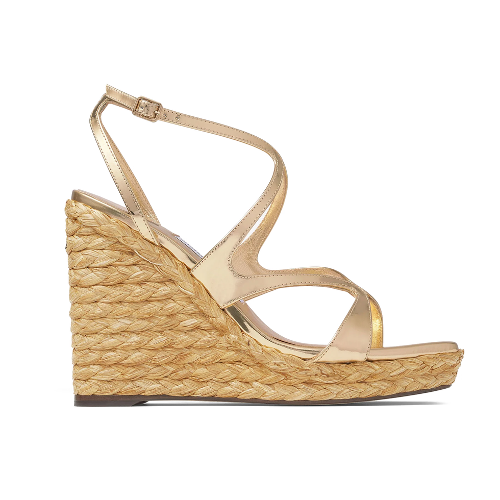 Gold Metallic Leather Wedge