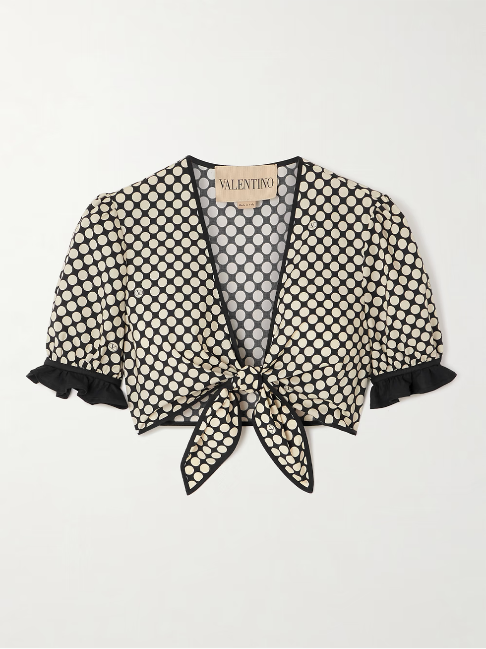 Valentino Garavani cropped ruffle polka-dot top