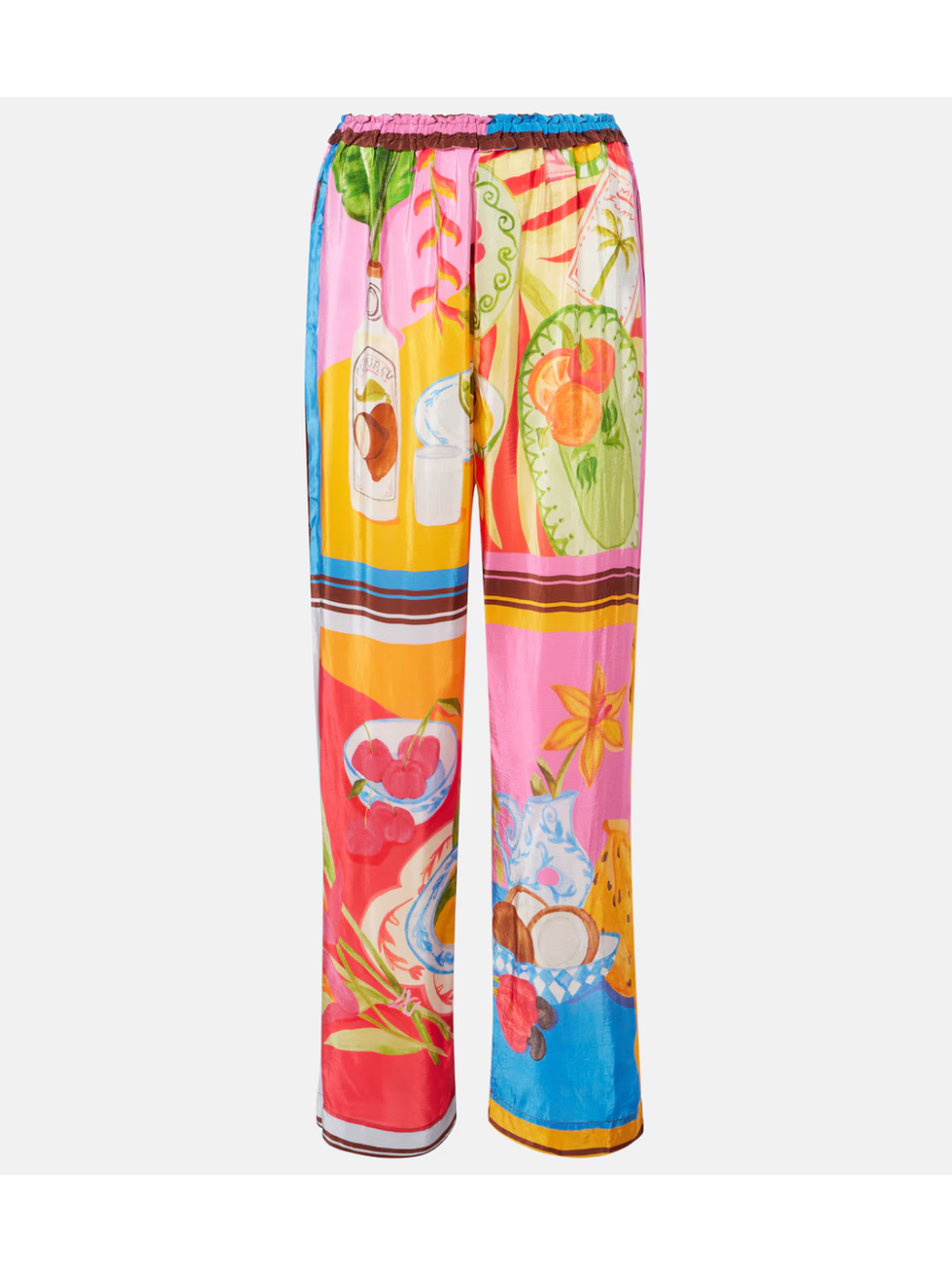 Farm Rio summer picnic printed wide-leg trousers