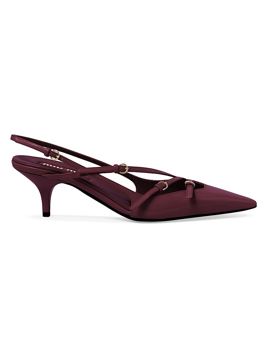 Slingbacks aus Lackleder