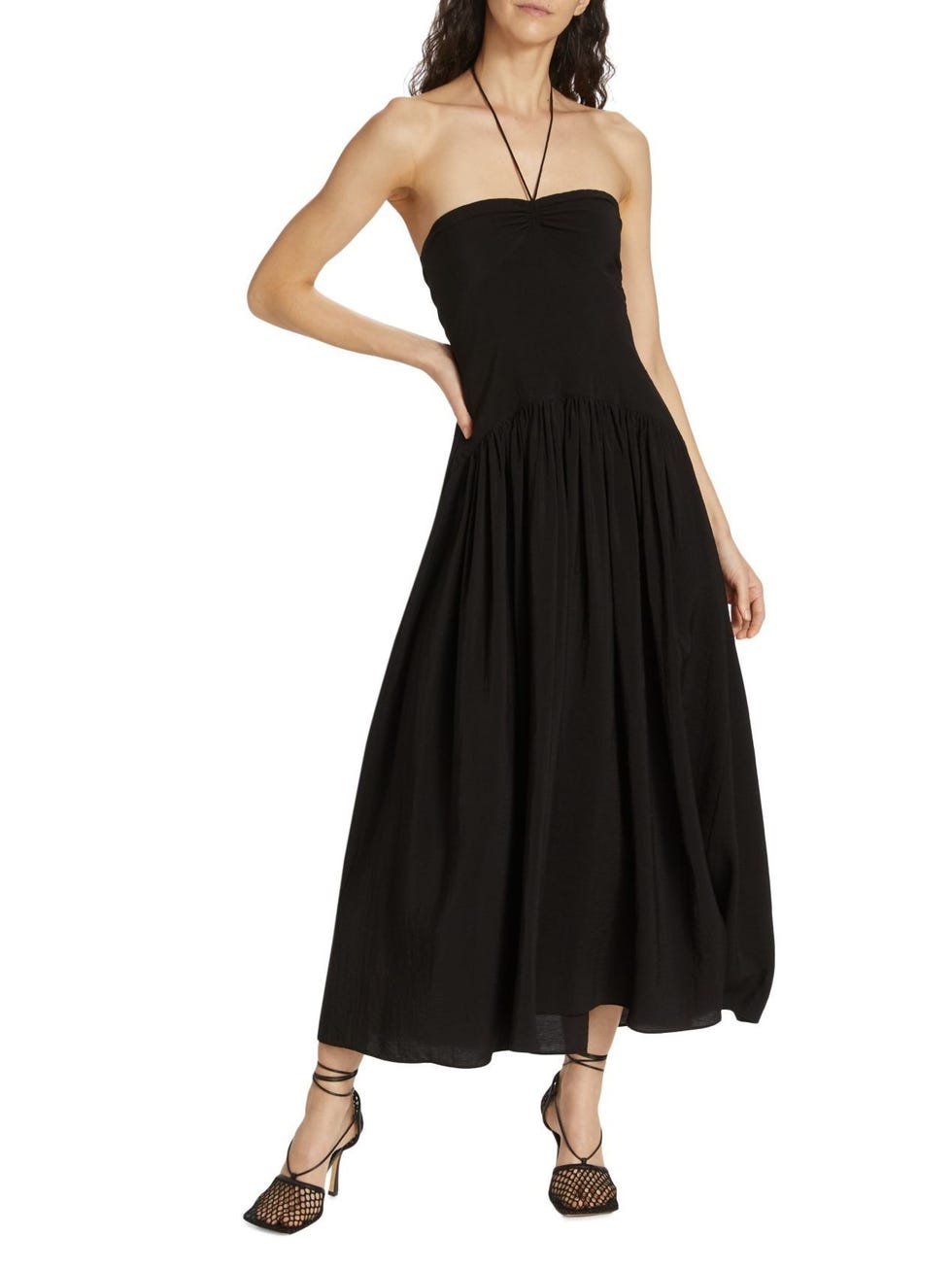 Ruched Halterneck Maxi Dress