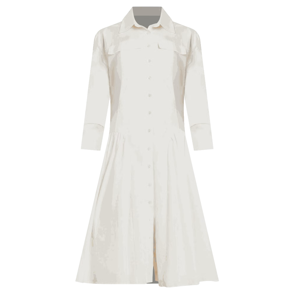 Langärmliges Maxi-Hemdkleid aus Popeline