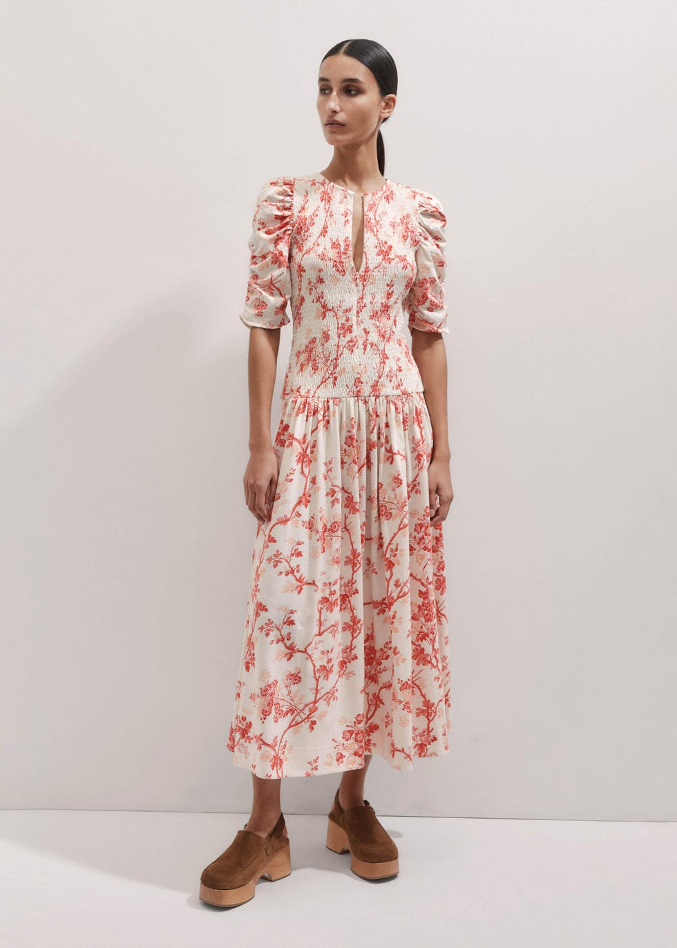 Modern Botanical Print Maxi Dress