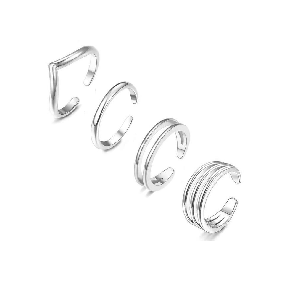 Sterling Silver Toe Rings Set