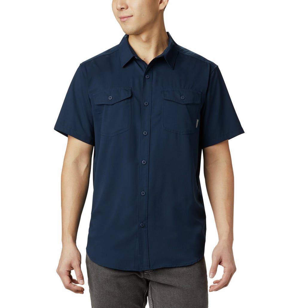 Camisa de manga corta para hacer senderismo en color azul