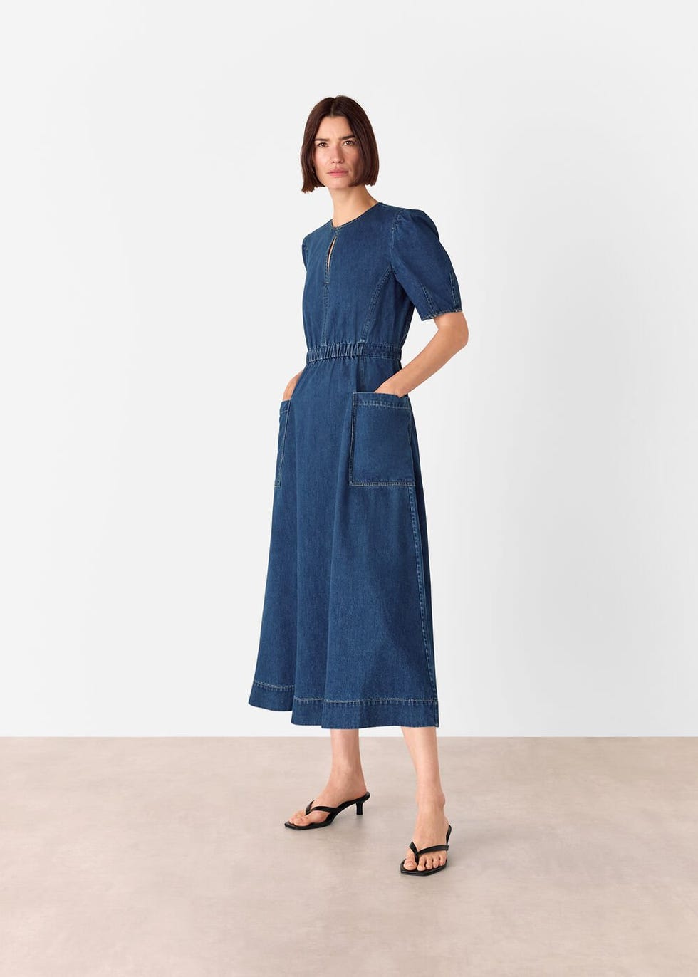 Denim Midi Short Sleeve Dress
