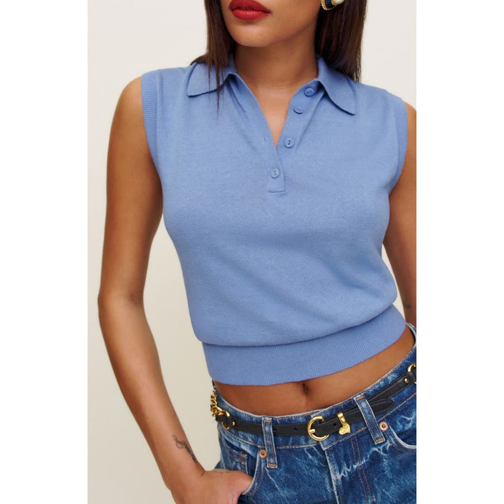 Carrie Sleeveless Linen & Organic Cotton Crop Polo