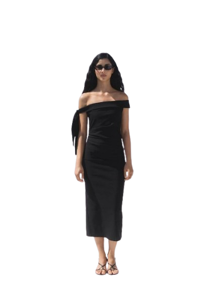 Strapless Dress with Bow Detail 