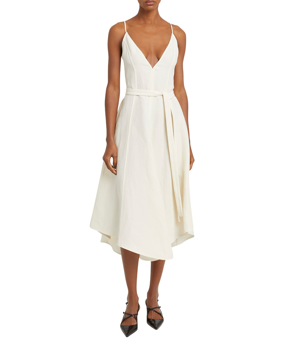 Elaine Plunging Belted Midi Dress