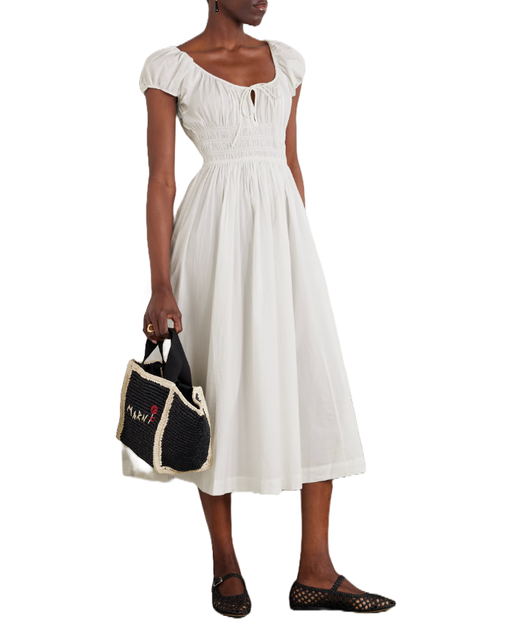 Quinn Cotton Shirred Midi Dress