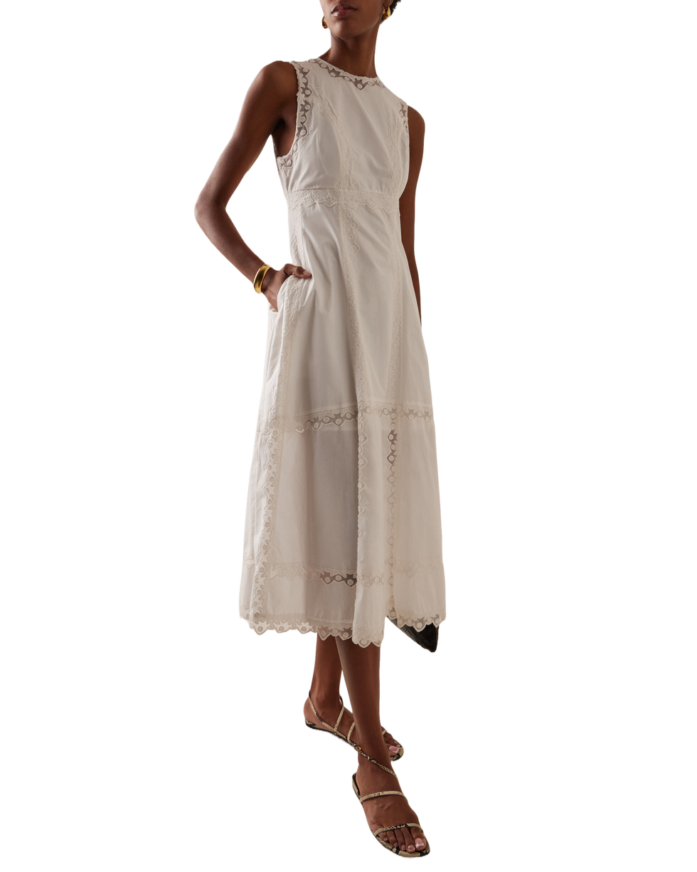 Anela Embroidered Cotton Midi Dress
