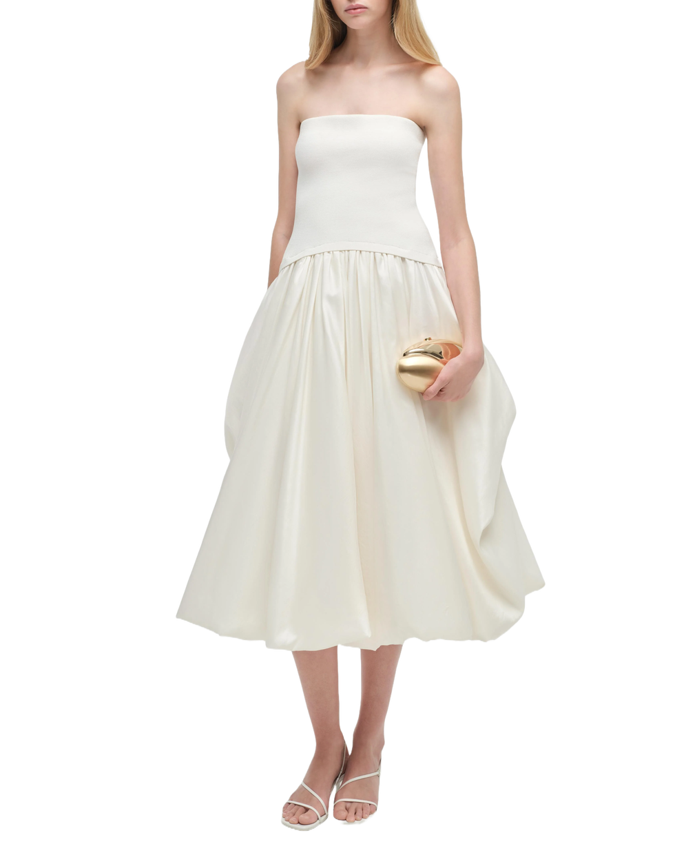 Izzy Strapless Taffeta Midi Dress