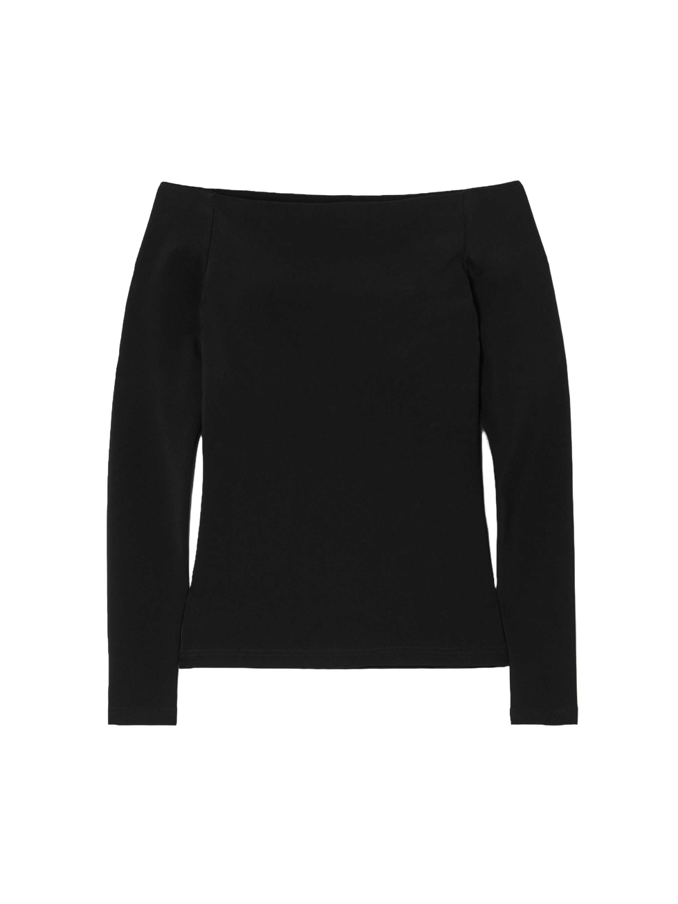 Schwarzes schulterfreies Langarm-T-Shirt