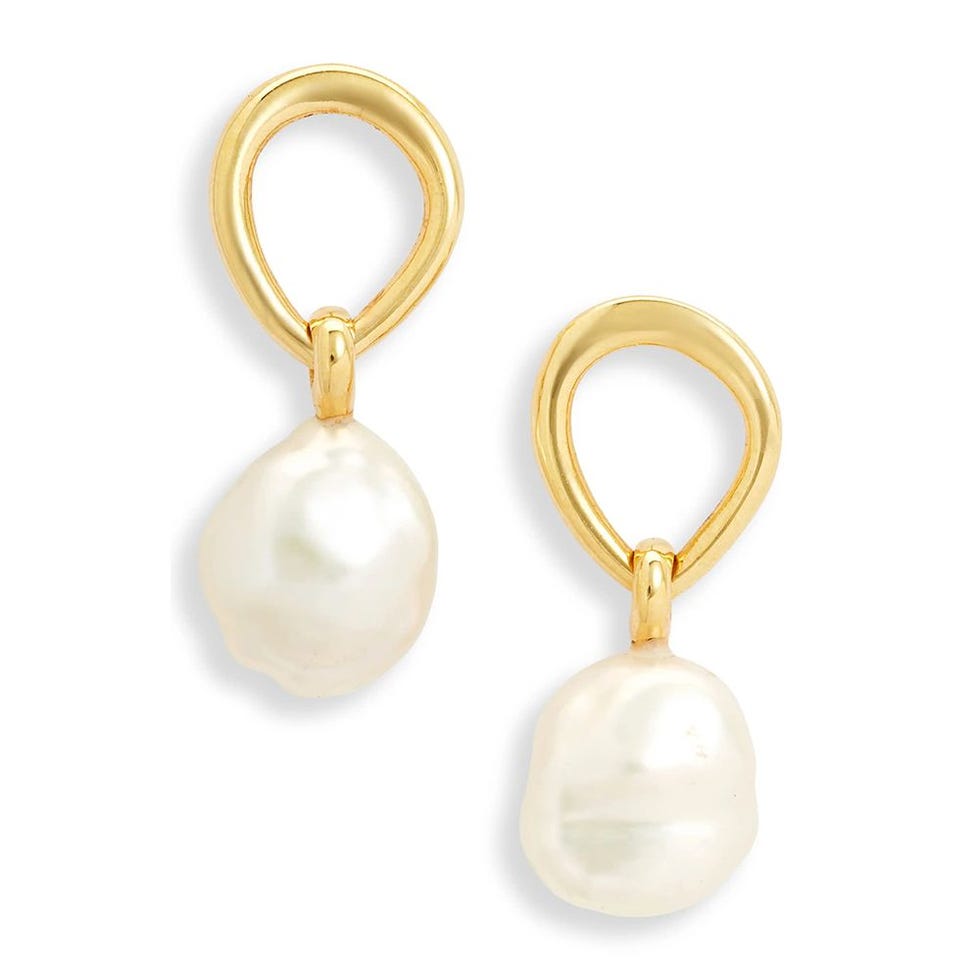 Nura Freshwater Pearl Drop Frontal Hoop Earrings