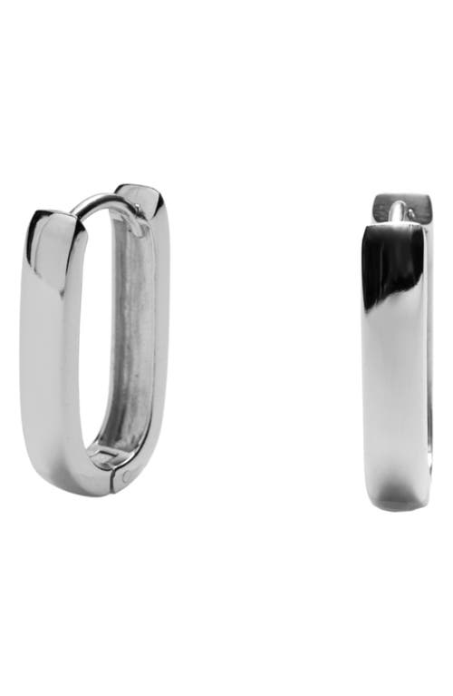 Sterling Silver Wide Oblong Hoop Earrings