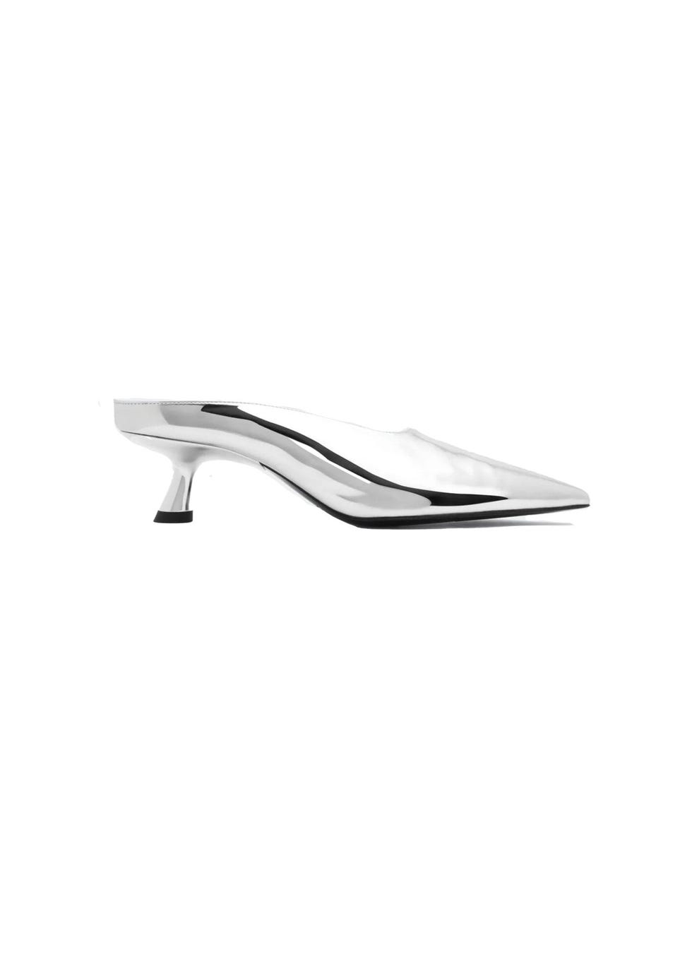 Spitz zulaufende Gala-Pantolette aus Chrom