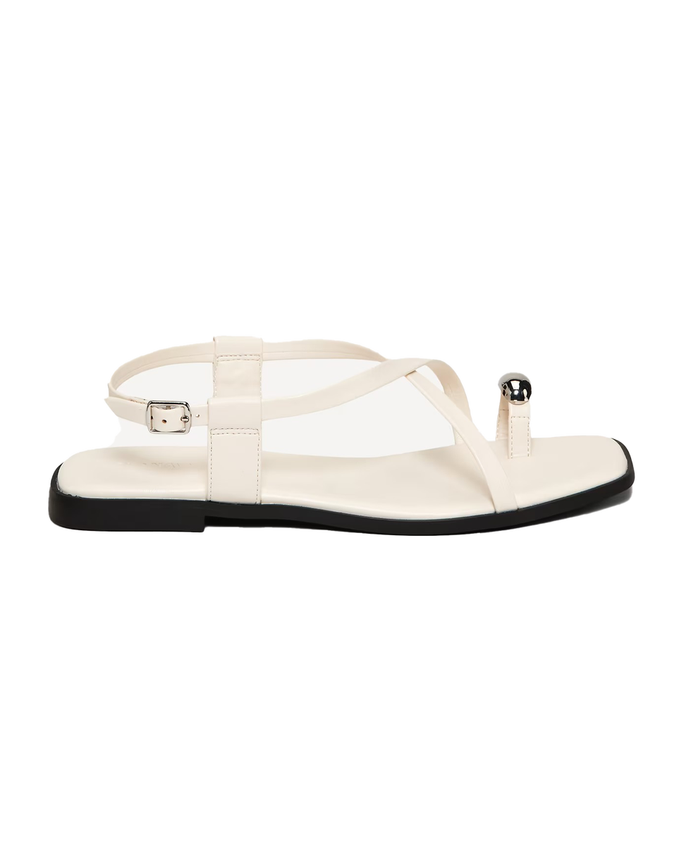 Faux Leather Strappy Toe Ring Sandal