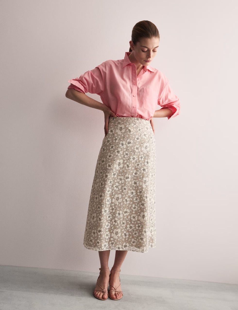 Floral Midi Column Skirt