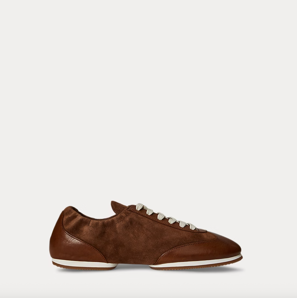 Leather-Suede Pony Ballerina Trainer