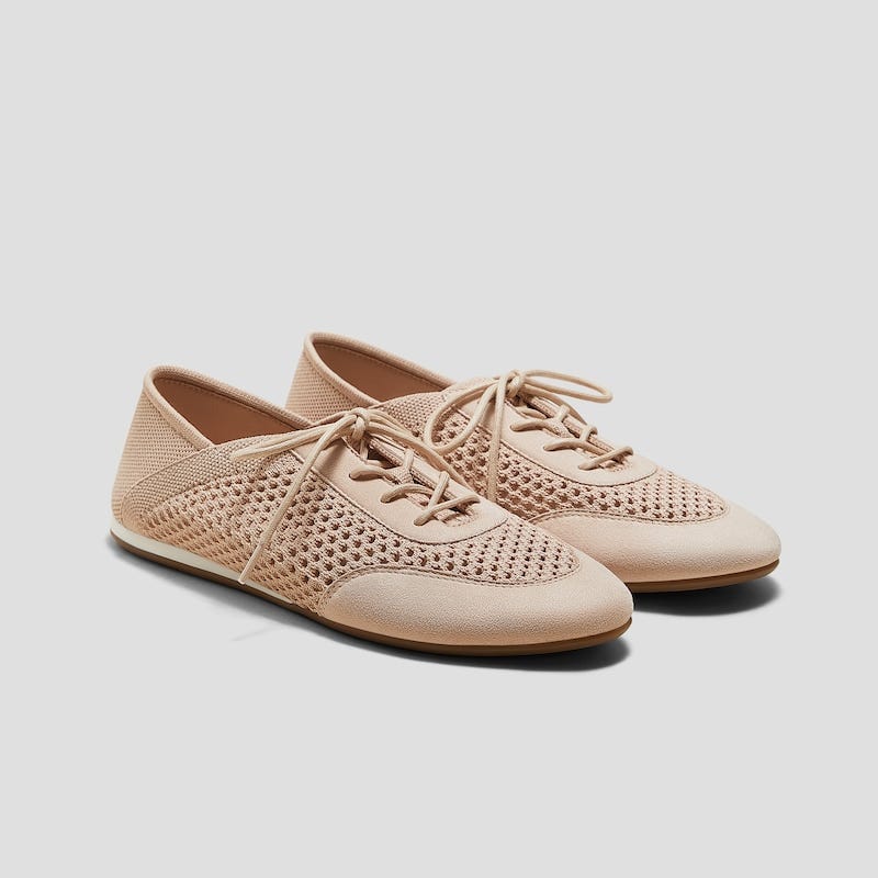 Round-Toe Lace-Up Mesh Sneakers
