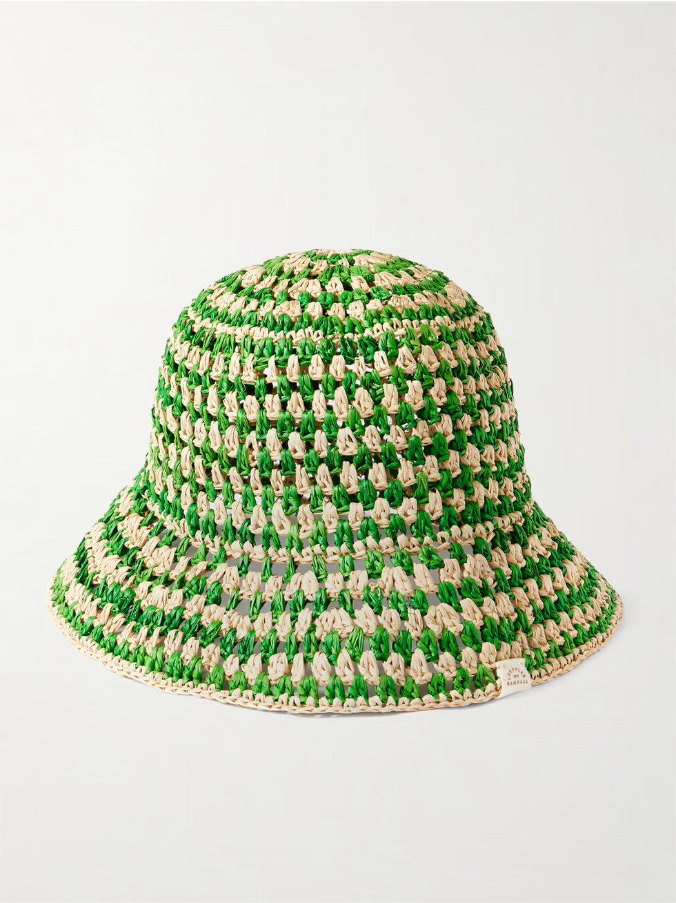 Loeffler Randall Jocelyn checked raffia bucket hat