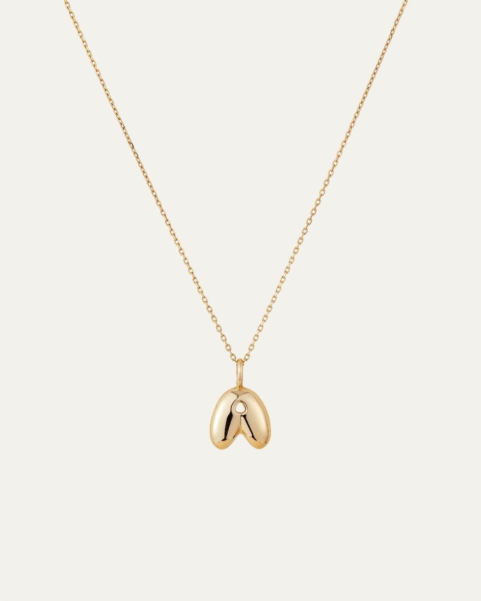 Collar con letras de burbujas de oro de 14 quilates