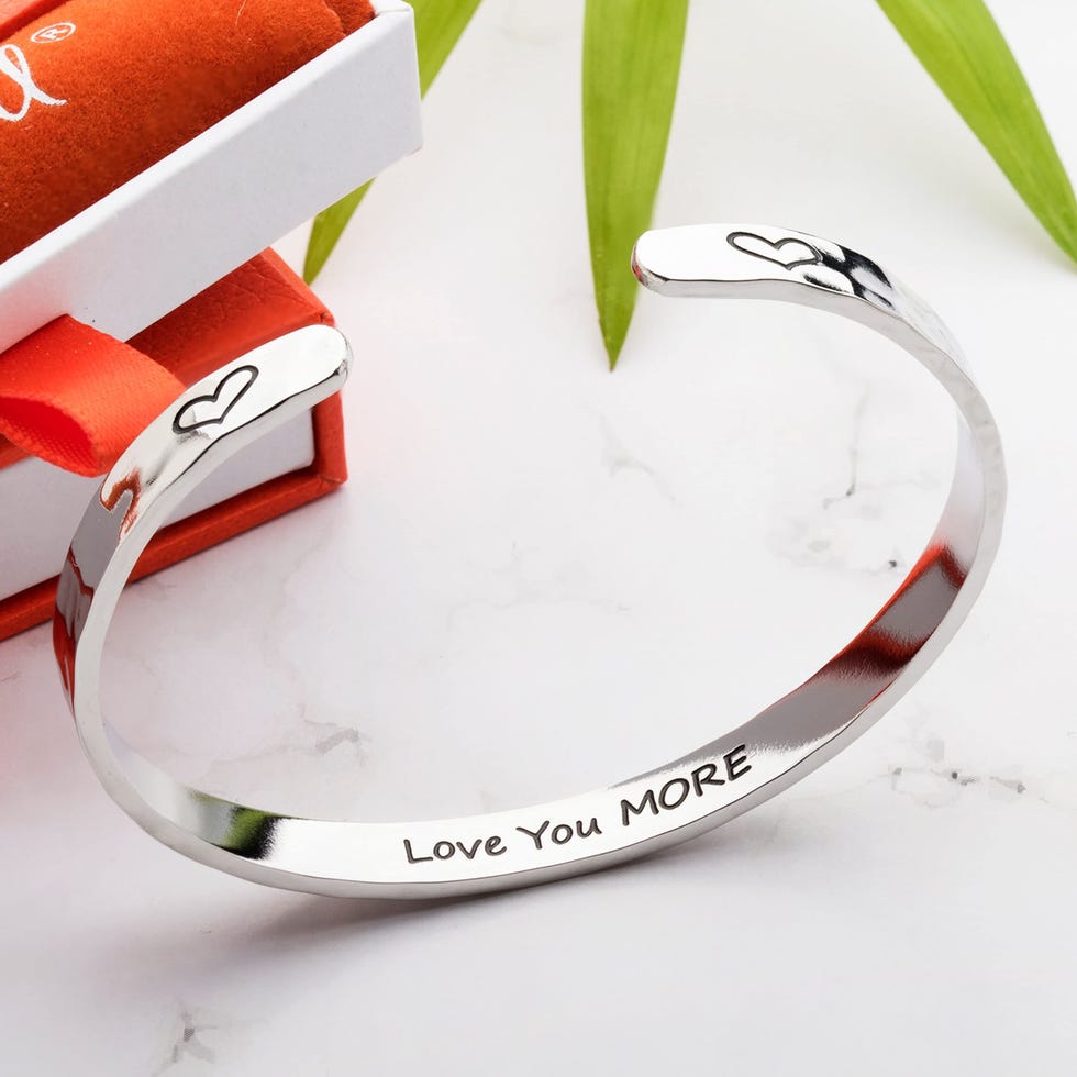 'Love You More' Silver Cuff Bracelet