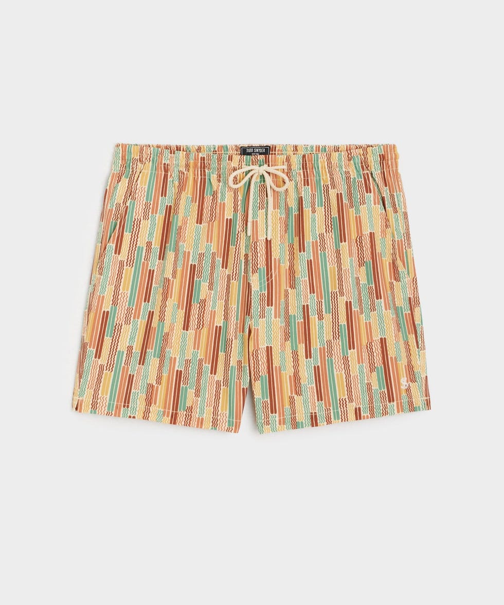 5" Montauk Swim Short in Yellow Wavy Stripe