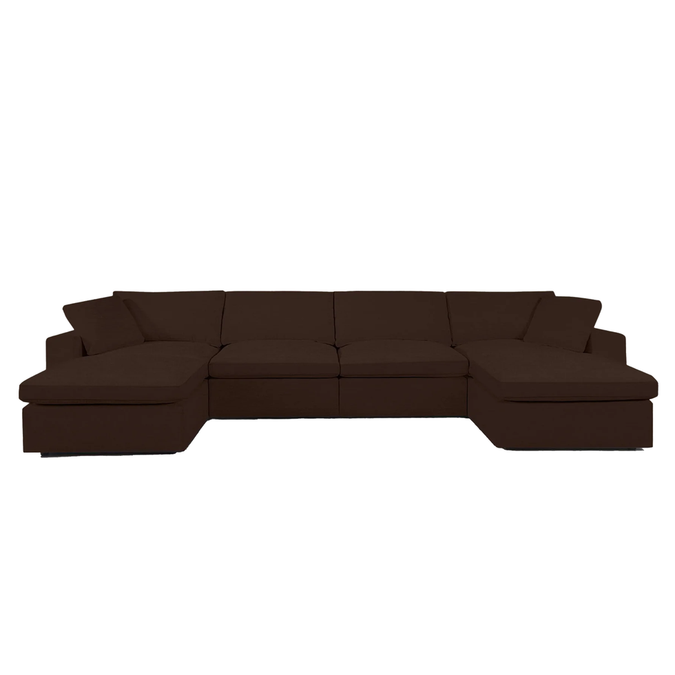 Divano componibile modulare a 6 posti con chaise longue doppia