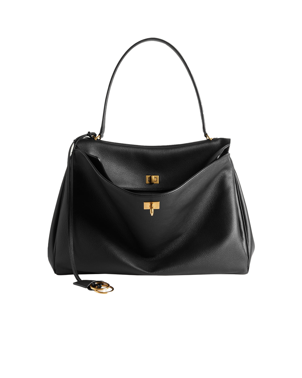 Bolso Rodeo de piel granulada mediana con asa superior