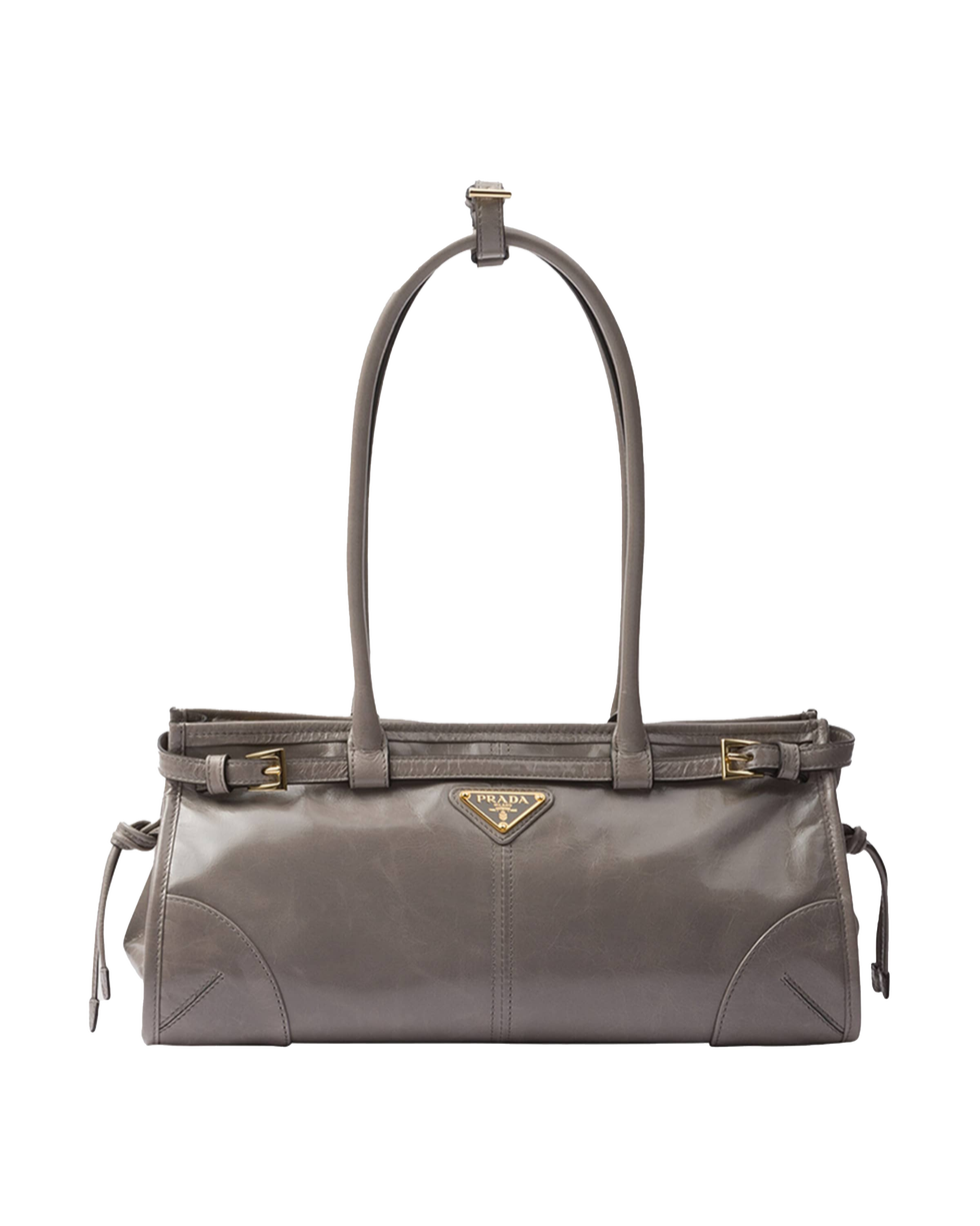 Bolso de hombro mediano de piel de estilo este-oeste