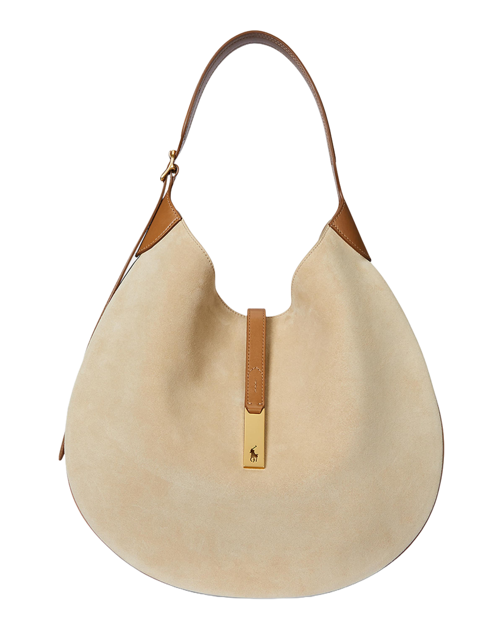 Bolso de hombro mediano de ante y piel ID