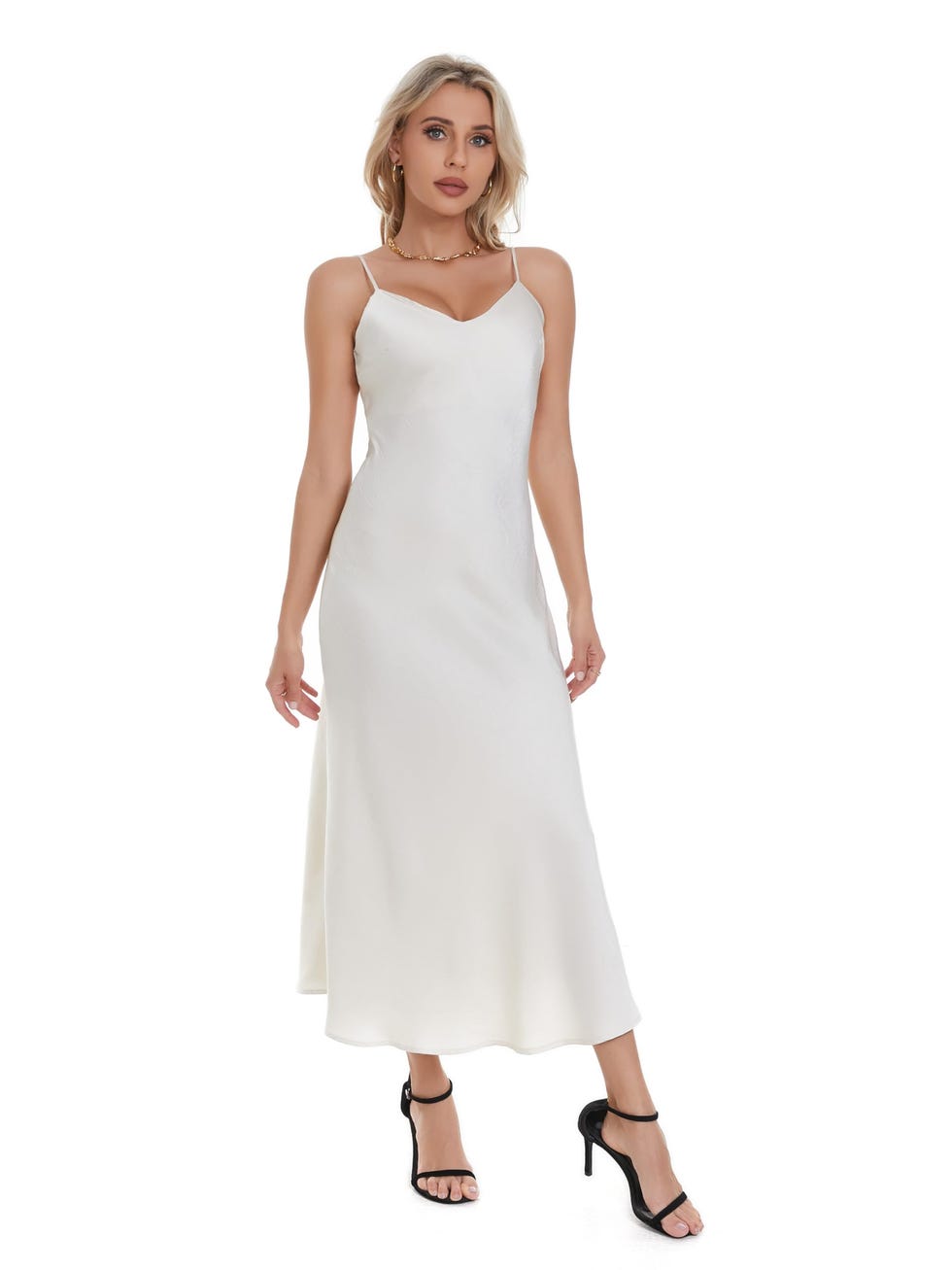 V-Neck Bias Cut Slip Maxi Dress