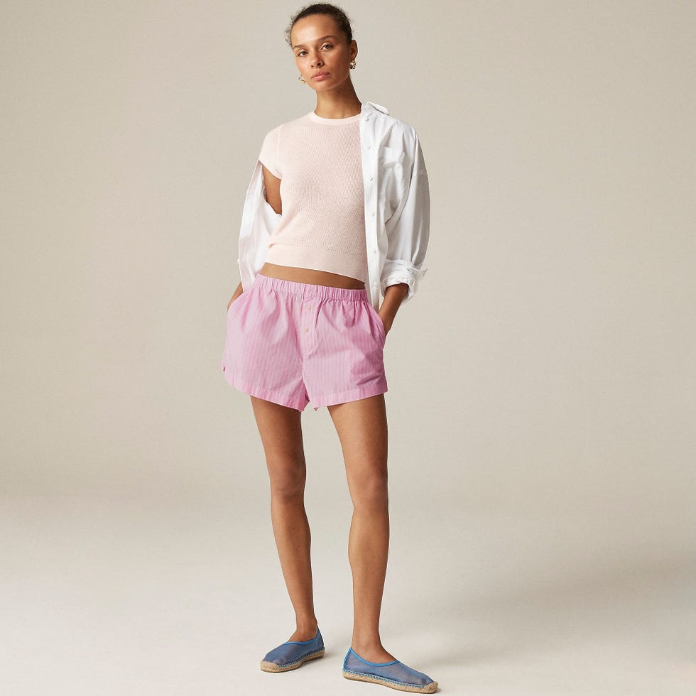 Cotton Poplin Boxer Short In Stripe