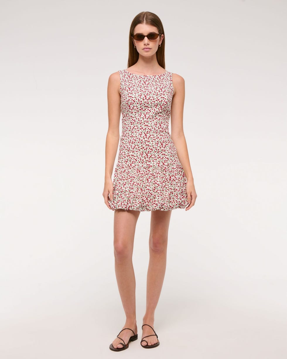 High-Neck Bubble Hem Mini Dress