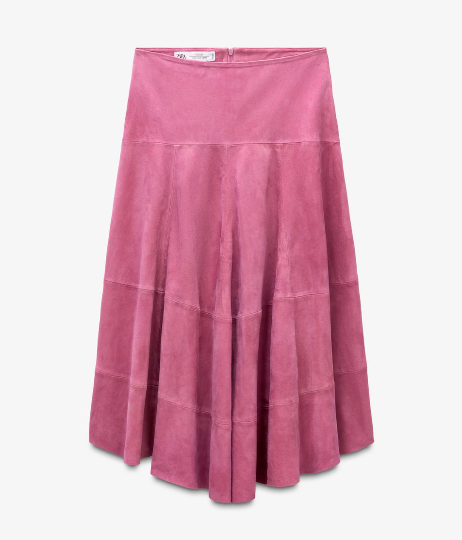 Falda midi asimétrica piel