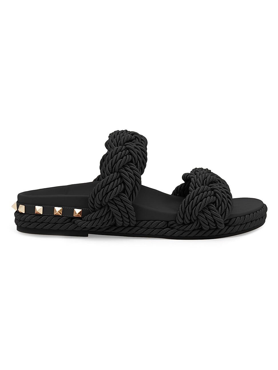 Rockstud Braided Espadrille Slides
