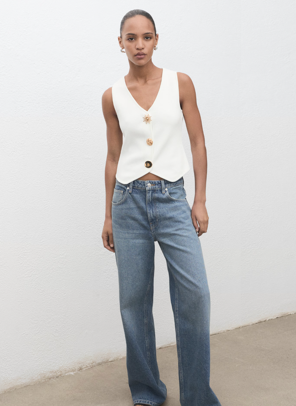 Knitted Waistcoat with Jewel Buttons