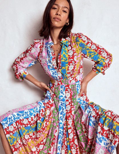 Pleat Skirt Shirt Dress