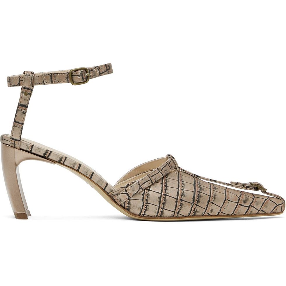 Beige Pantoletten mit Schlangenmuster