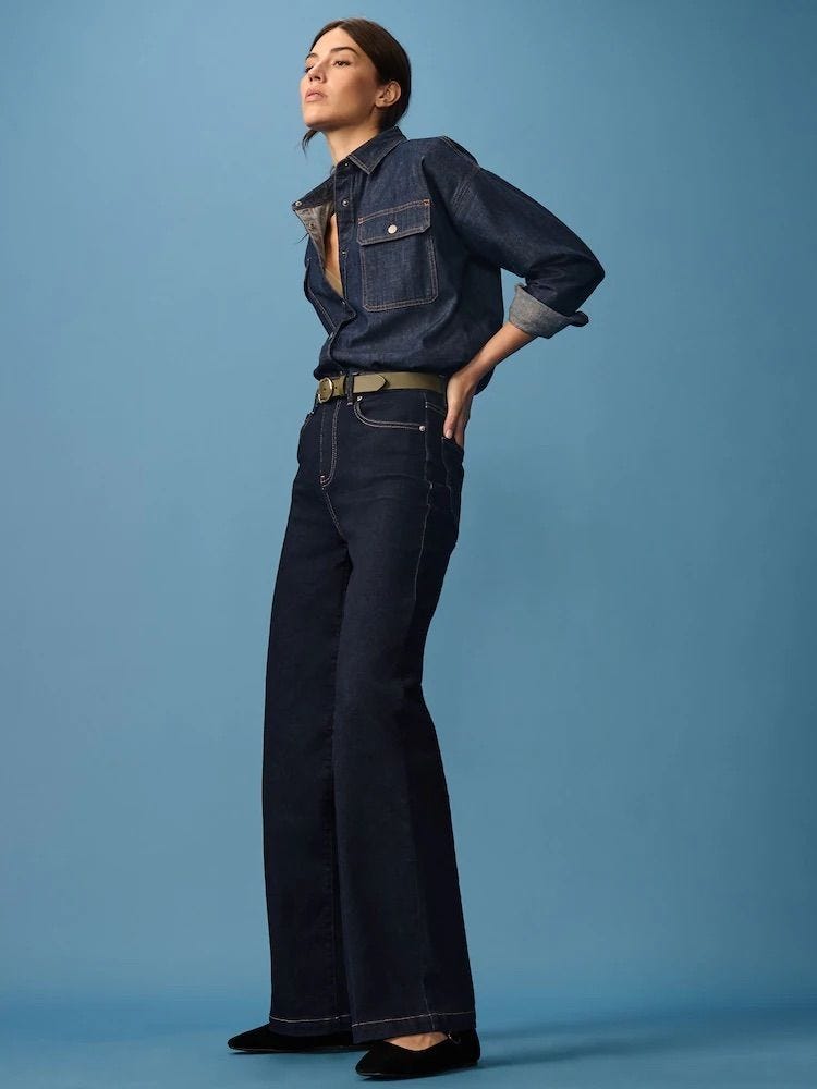 Rinse Blue Wide-Leg Jeans