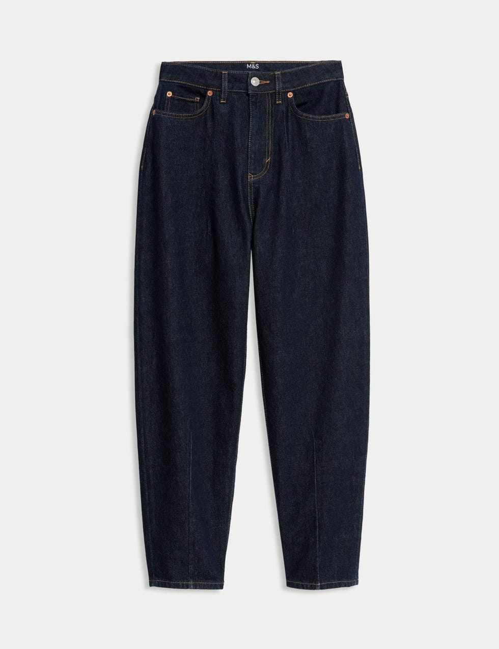Mid Rise Dart Detail Barrel Jeans
