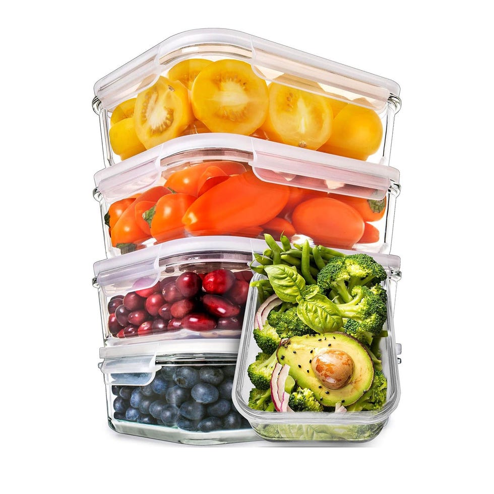 Food Prep & Storage Glass Containers with Lids, 5-pack