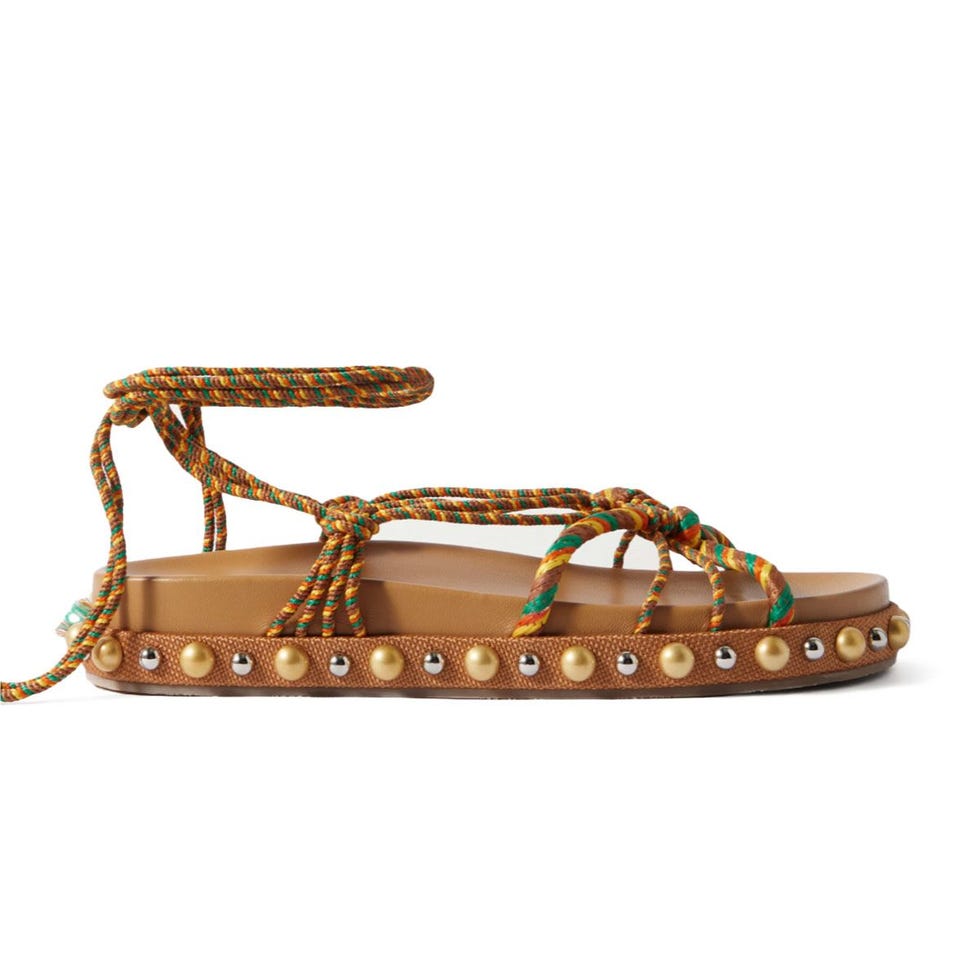 Tropical Rope embellished raffia sandals