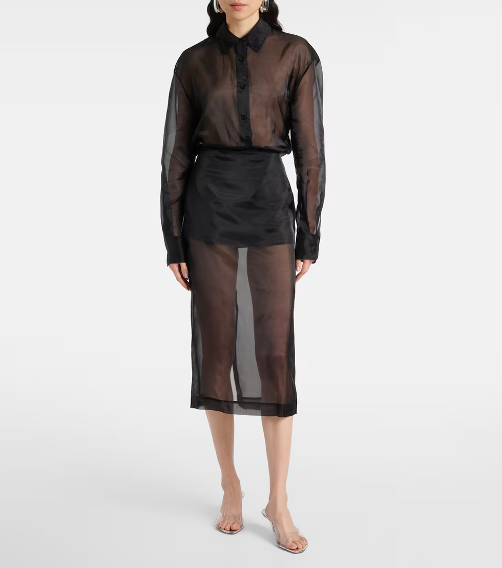 Peri Silk-Blend Midi Skirt 