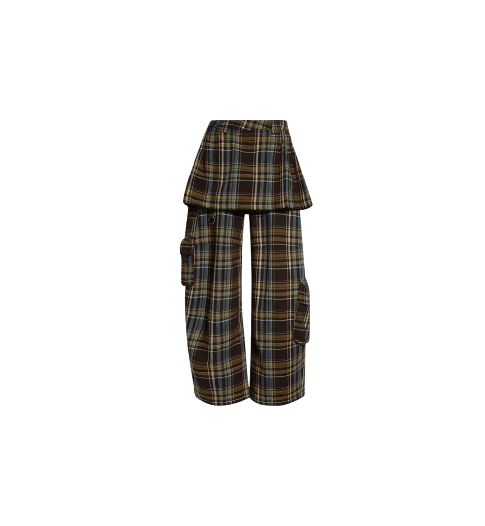 Cargohose mit Lawn-Karo-Overlay