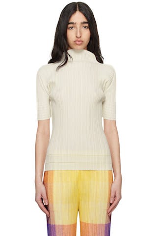 Off-White Soft Pleats Turtleneck